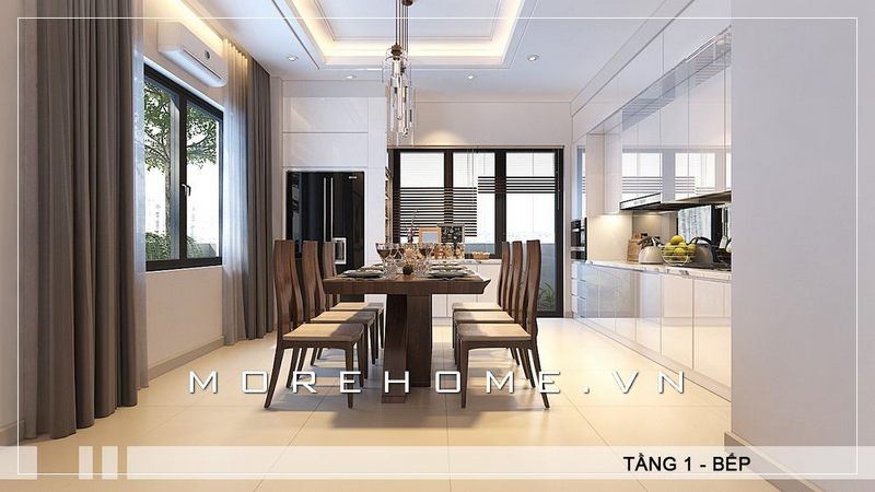 Bàn ăn chung cư đơn giản, hiện đại